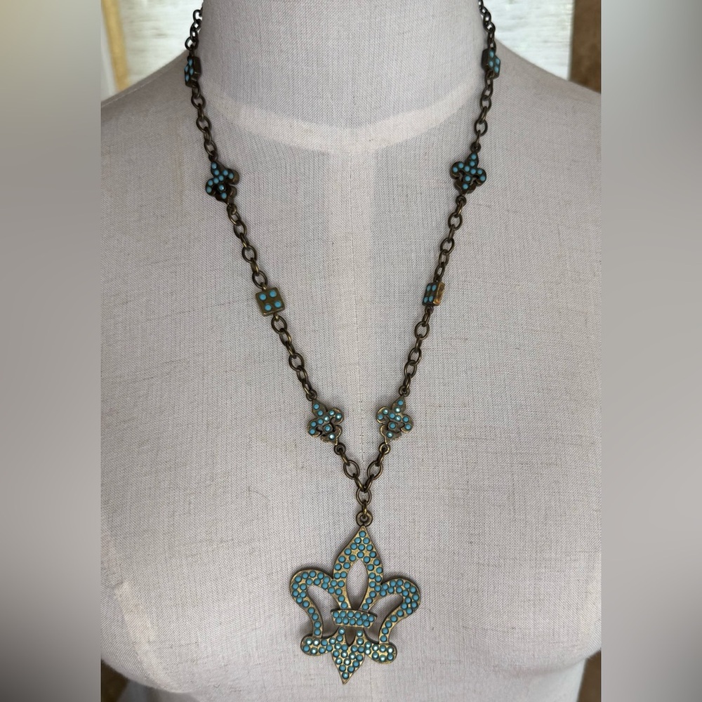 Blue and Brown Bohemian Flower Necklace